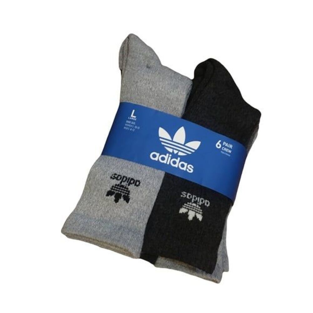 Adidas Large six (6) pairs of socks Gray Crew Socks